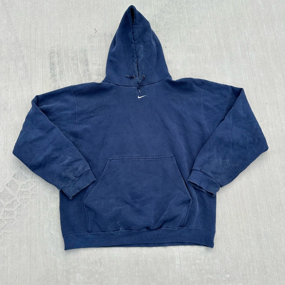 Vintage Center Nike Swoosh Hoodie navy Y2K size large